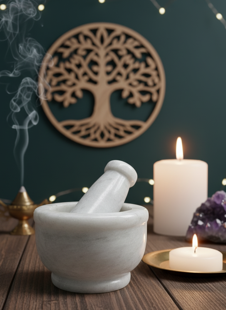 White Marble Mortar & Pestle 4" - Perfect for Grinding and Mixing