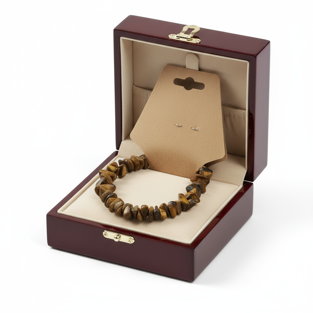 Tigers Eye Chip Gemstone Bracelet for Protection and Confidence