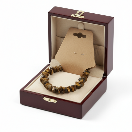 Tigers Eye Chip Gemstone Bracelet for Protection and Confidence