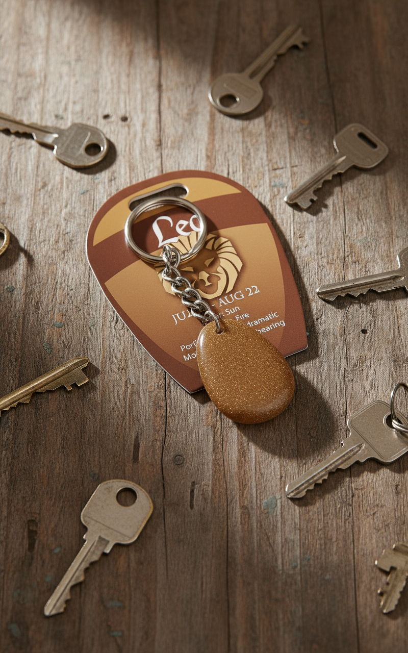 Leo Zodiac Goldstone Keychain - Stunning Astrological Accessory for Leo Individuals