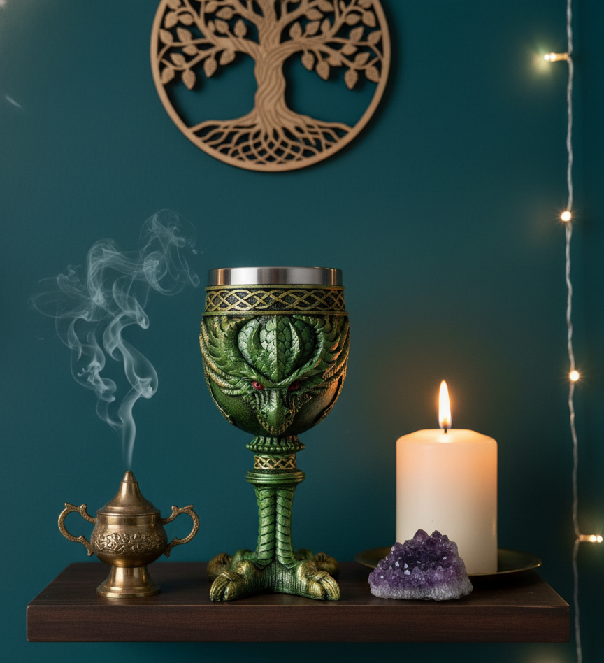 Green Dragon Goblet - Fantasy-Inspired Drinkware for Mythical Creatures