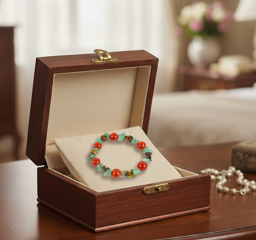 Natural Gemstone Bracelet Carnelian & Aventurine - Boost Your Energy and Balance Your Emotions