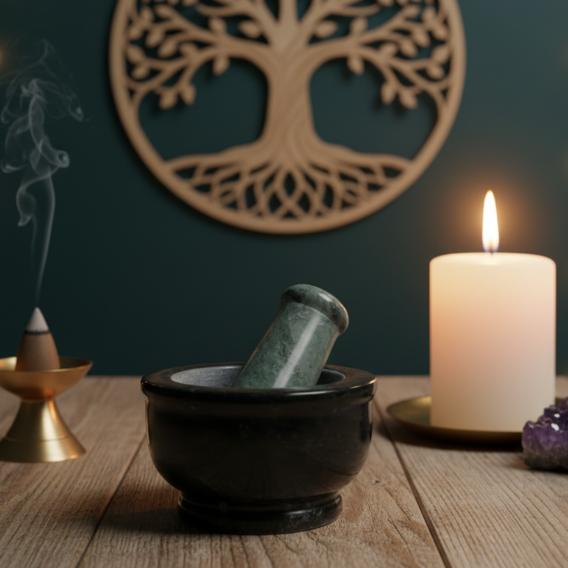 Green Marble Mortar & Pestle 4 Inch for Crushing and Grinding Spices