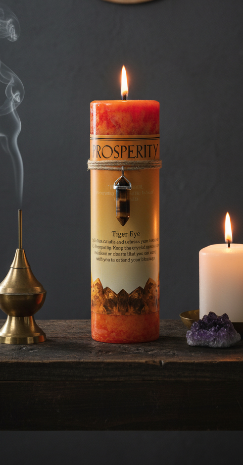 Prosperity Crystal Energy Candle for Abundance and Positive Vibes