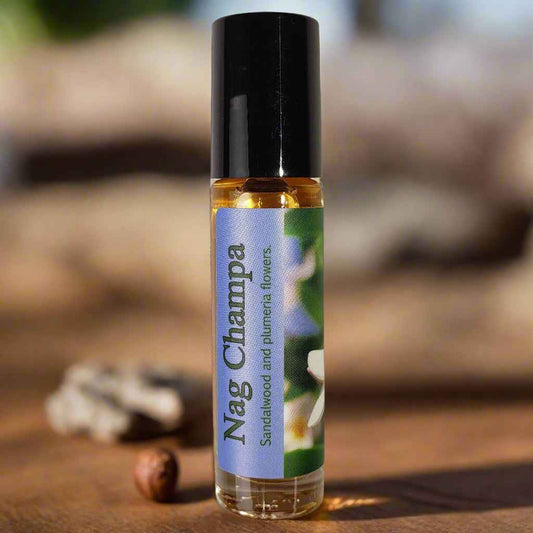 Shadow Scents Nag Champa Roll-On Perfume Body Oil – Sandalwood & Floral Fragrance, Warm Woody Scent