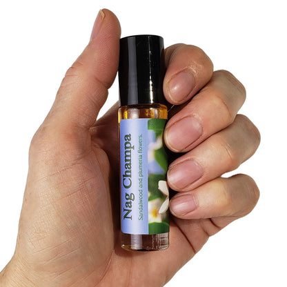 Shadow Scents Nag Champa Roll-On Perfume Body Oil – Sandalwood & Floral Fragrance, Warm Woody Scent