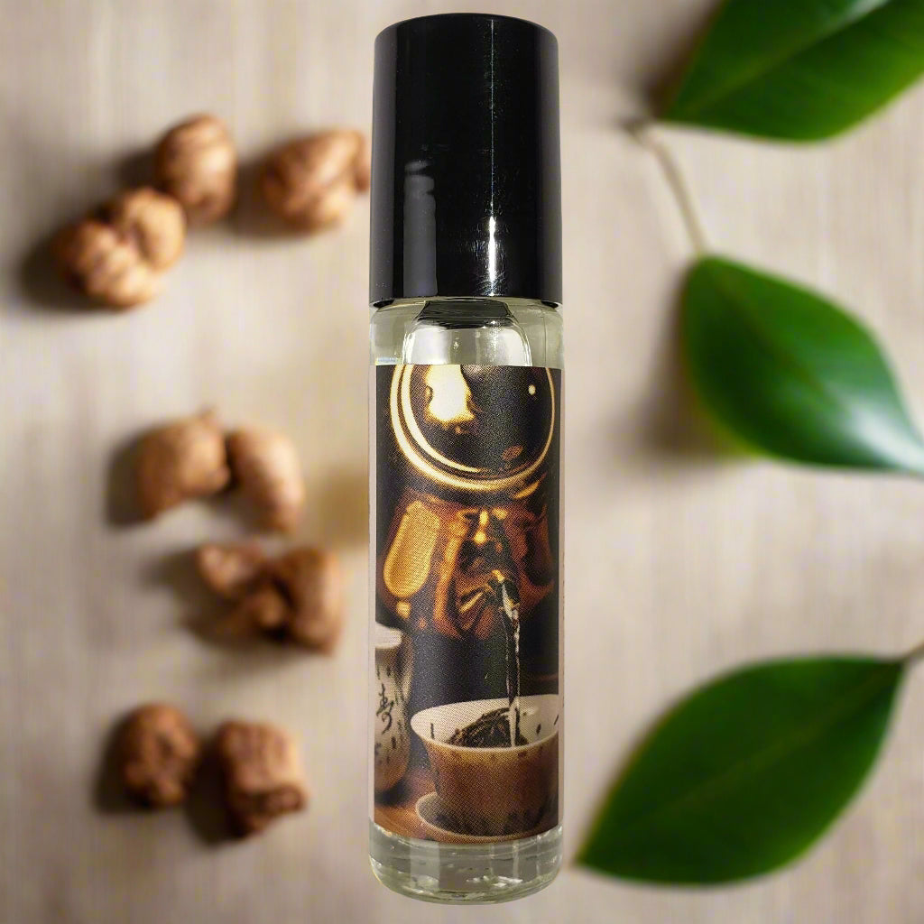 Shadow Scents White Tea & Ginger Roll-On Perfume Body Oil – Clean Tea Fragrance with Ginger & Spices, Unisex Perfume Oil