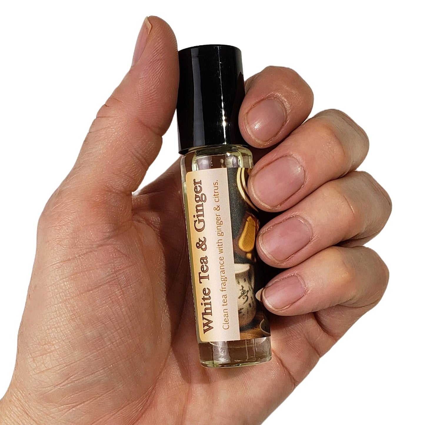 Shadow Scents White Tea & Ginger Roll-On Perfume Body Oil – Clean Tea Fragrance with Ginger & Spices, Unisex Perfume Oil