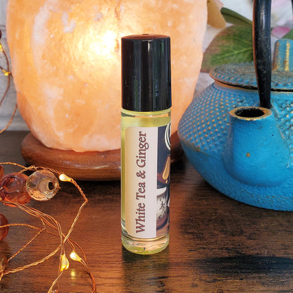 Shadow Scents White Tea & Ginger Roll-On Perfume Body Oil – Clean Tea Fragrance with Ginger & Spices, Unisex Perfume Oil
