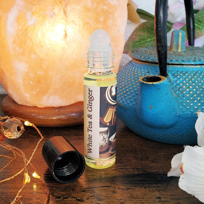 Shadow Scents White Tea & Ginger Roll-On Perfume Body Oil – Clean Tea Fragrance with Ginger & Spices, Unisex Perfume Oil