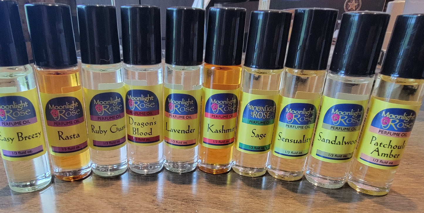 Wild Rose / Moonlight Rose Fine Body Oils - 50 Different Scents - 1/3 Fluid Oz - USA Made