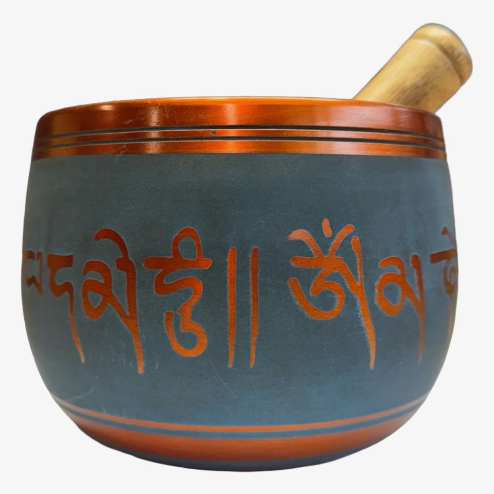 Blue/Orange Singing Bowl – Aluminum, 5" Diameter