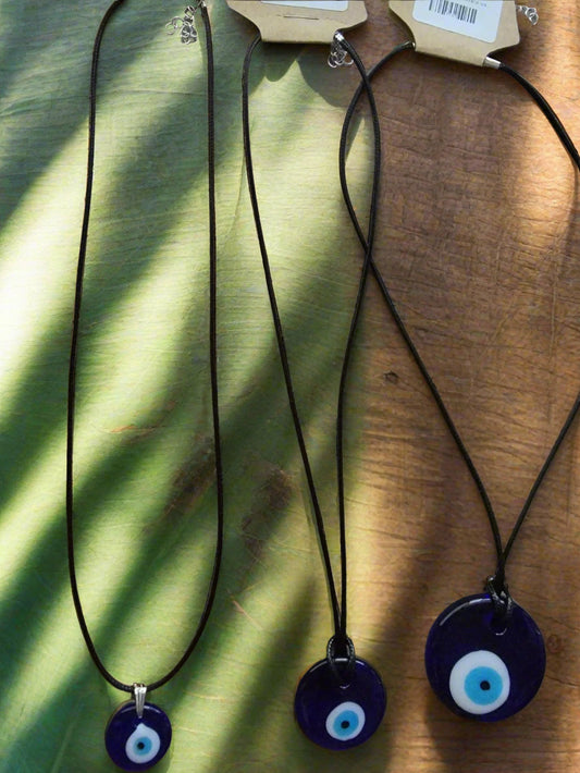 Evil Eye Charm Necklace on Black 18" Cord