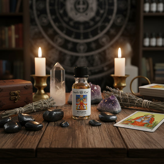 Sun's Eye Hematite Gemstone Oil for Spiritual Healing and Balance