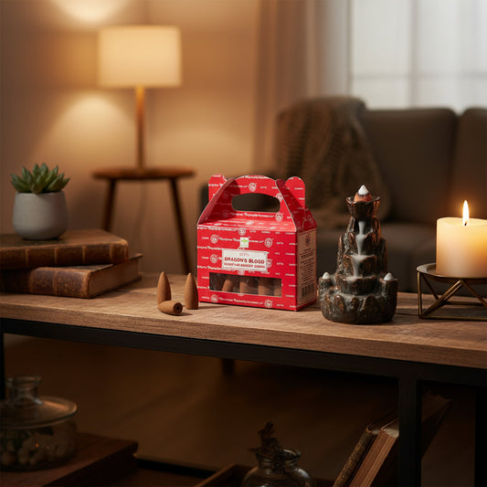 Satya Dragon's Blood Backflow Incense Cones for Meditative Relaxation and Purification