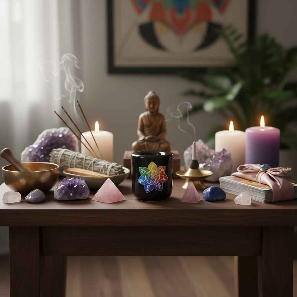 Flower of Life W/7 Chakras Chime Mini Candle Holder