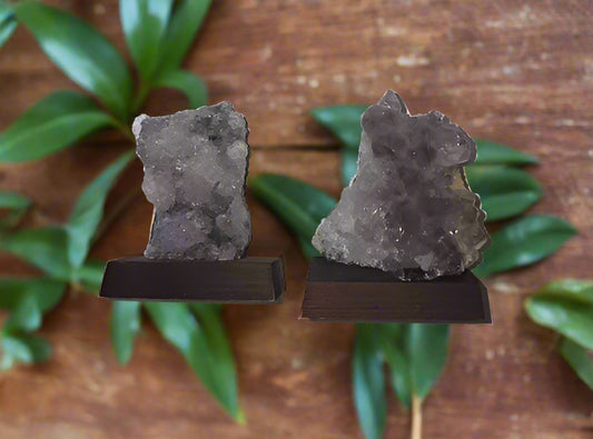 Light Purple Amethyst Druzy on Wood Base