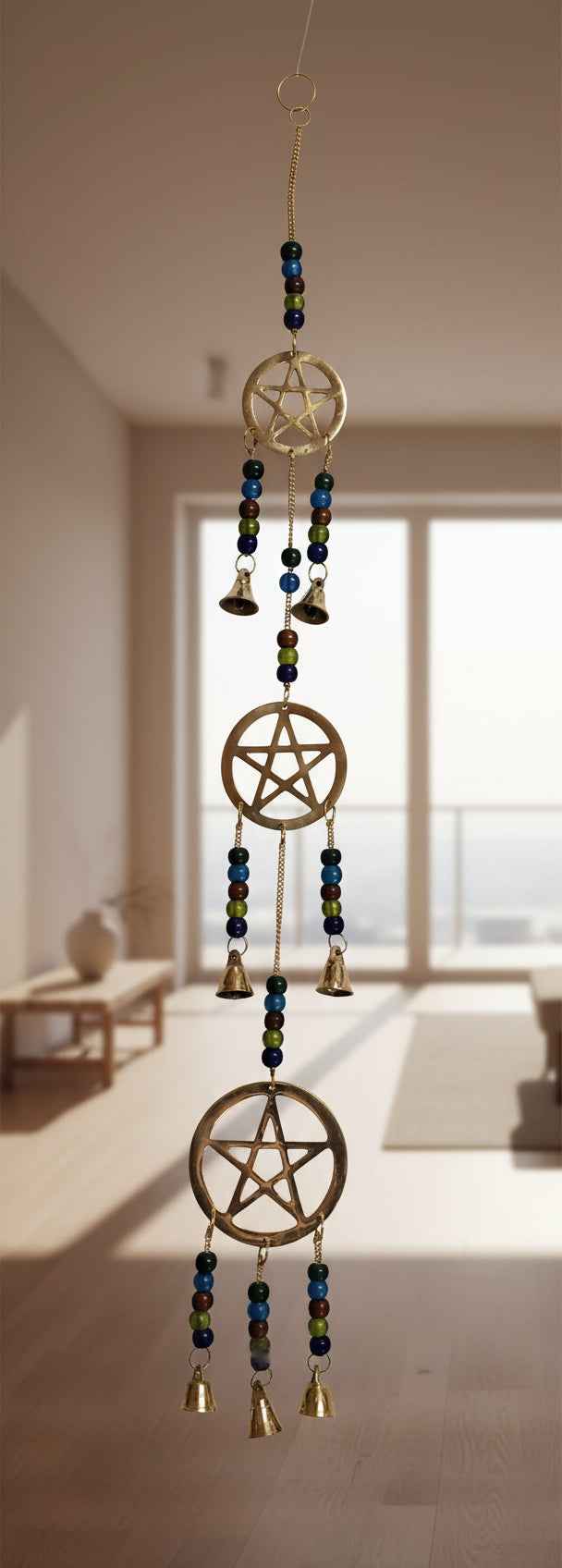 Triple Pentacle Brass With Beads 25" Long