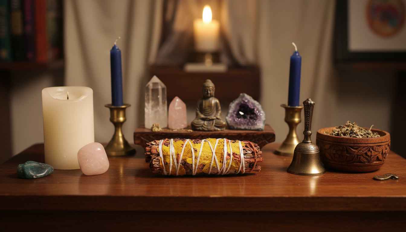 White Sage, Dragon's Blood & Yellow Petals Smudge Stick - 4"