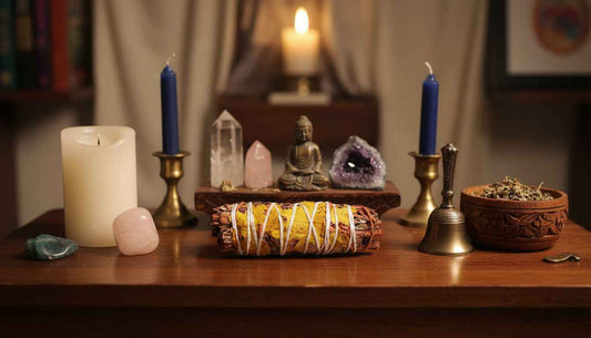 White Sage, Dragon's Blood & Yellow Petals Smudge Stick - 4"