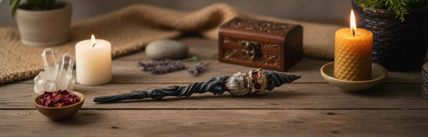 Wizard Skull Magic Wand for Magical Adventures and Spell Casting