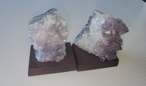 Light Purple Amethyst Druzy on Wood Base