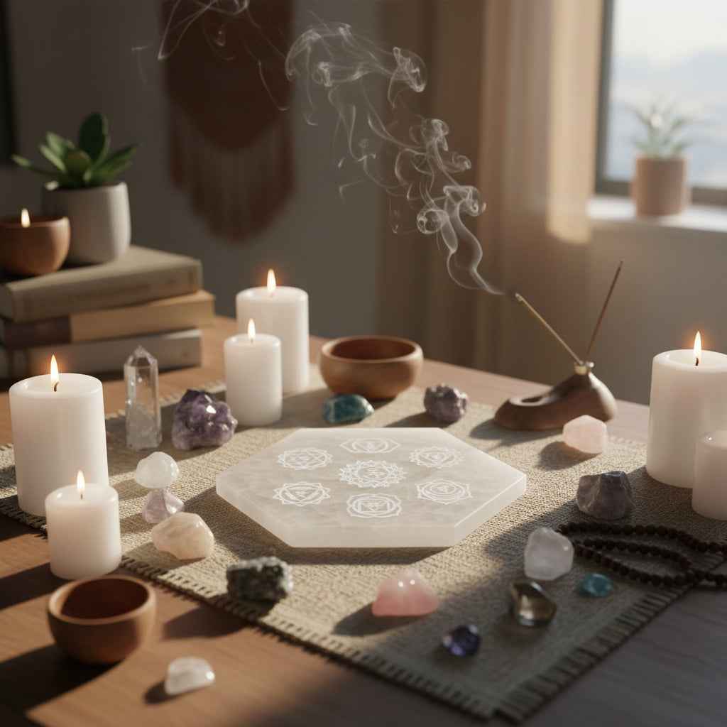 7 Chakra Hexagon Charging Plate for Energy Cleansing and Harmonization