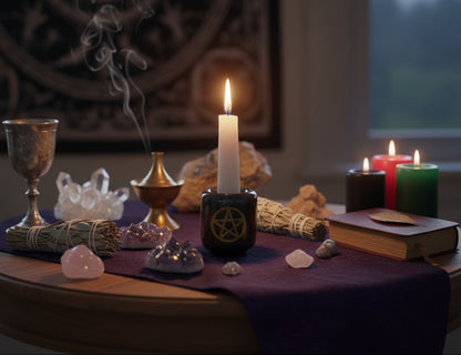 Ceramic Chime Candle Holder With Pentacle - Divine Intentions