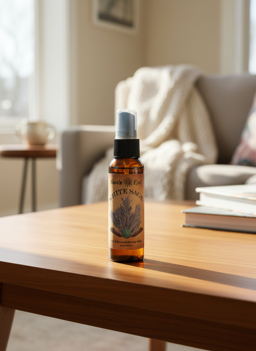 Sun's Eye White Sage Clearing Spray Mist for Purification and Spiritual Cleansing - Divine Intentions
