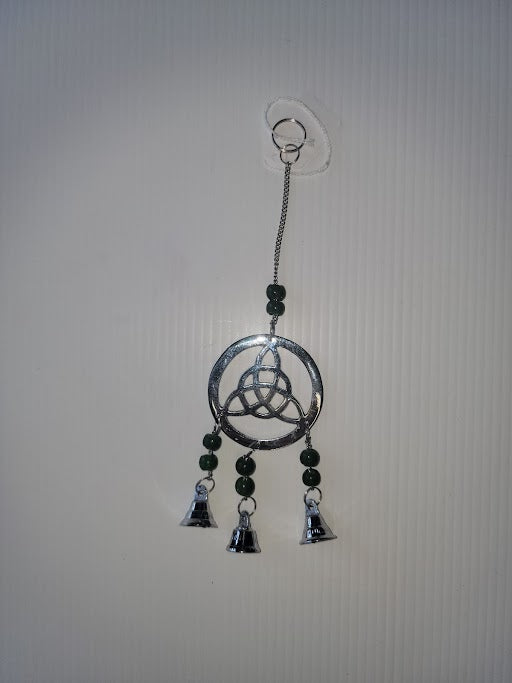 Triquetra Chrome Chime with Beads 9" Long