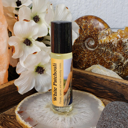 Shadow Scents White Patchouli Roll-On Perfume Body Oil – A Warm Blend of Florals, Spices & Woods