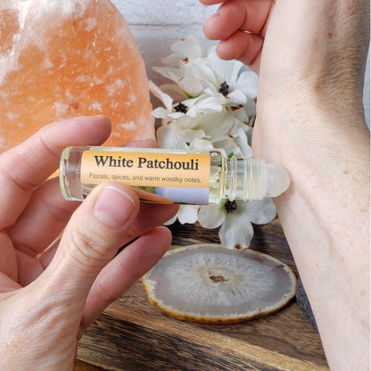 Shadow Scents White Patchouli Roll-On Perfume Body Oil – A Warm Blend of Florals, Spices & Woods