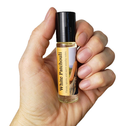 Shadow Scents White Patchouli Roll-On Perfume Body Oil – A Warm Blend of Florals, Spices & Woods