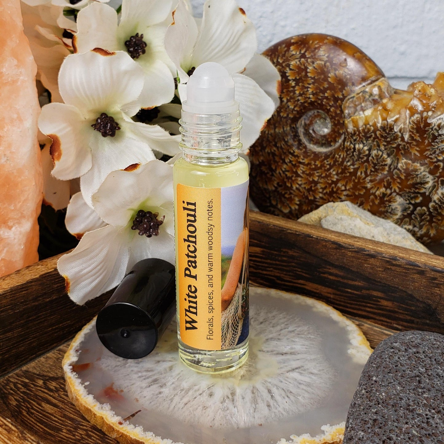 Shadow Scents White Patchouli Roll-On Perfume Body Oil – A Warm Blend of Florals, Spices & Woods