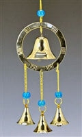 Bell In Ring Brass Chime With Beads 11"
