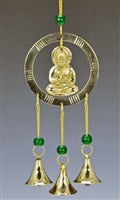 Buddha In Ring Brass Chime with Beads 11" Long