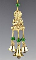 Buddha Brass Chime with Beads 9" Long