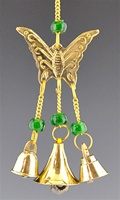 Butterfly Brass Chime With Beads 9" Long