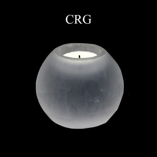 Selenite Round Candle Holder