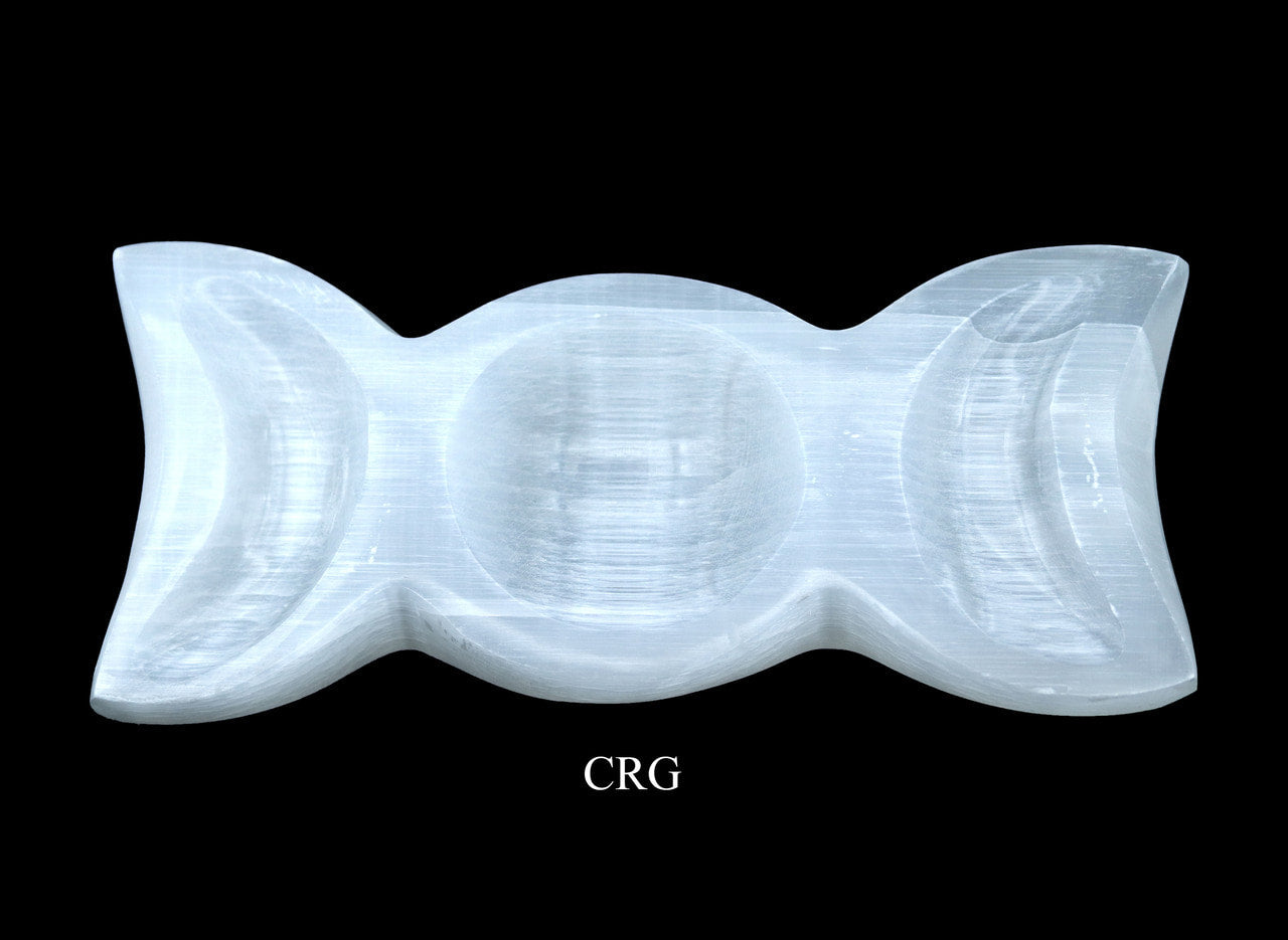 Hand Carved Triple Moon Selenite Bowl