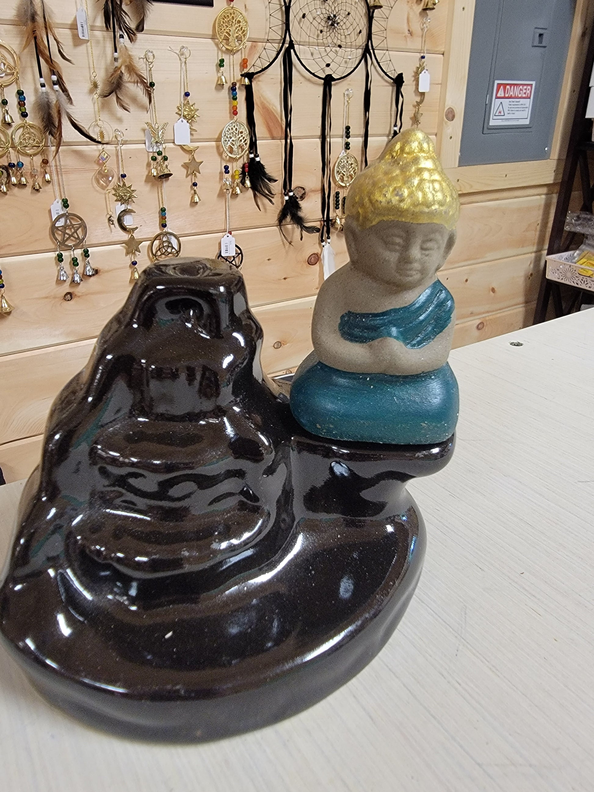 Buddha Water Falls Ceramic Back Flow Incense Cone Burner