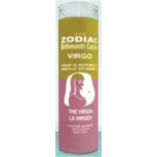 Zodiac Virgo 7 Day Candle, Yellow/Pink