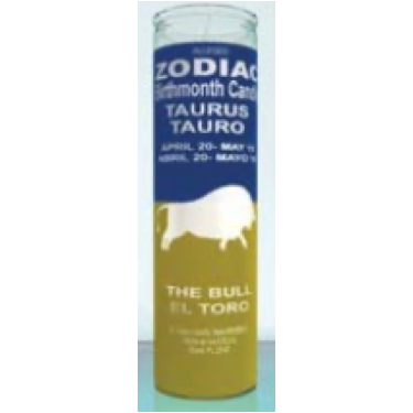 Zodiac Taurus 7 Day Candle, Blue/Yellow