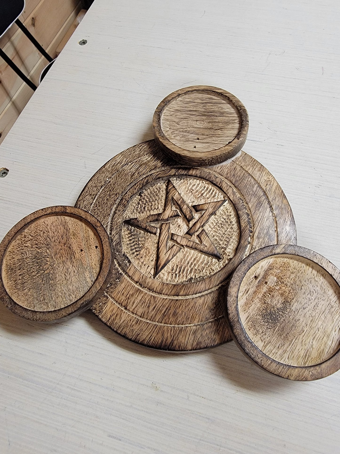 Wooden Pentacle T-Lite Holder