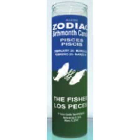 Zodiac Pisces 7 Day Candle, Blue/Green