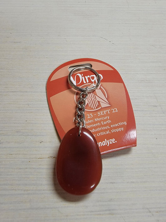 Virgo Zodiac Carnelian Gemstone Keychain