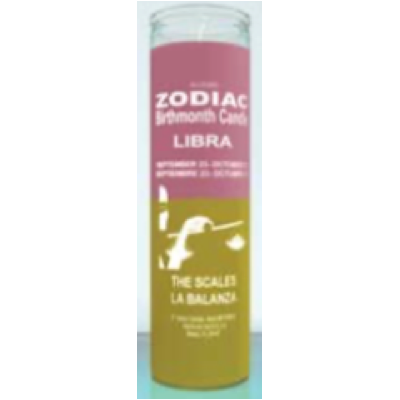 Zodiac Libra 7 Day Candle, Pink/Yellow