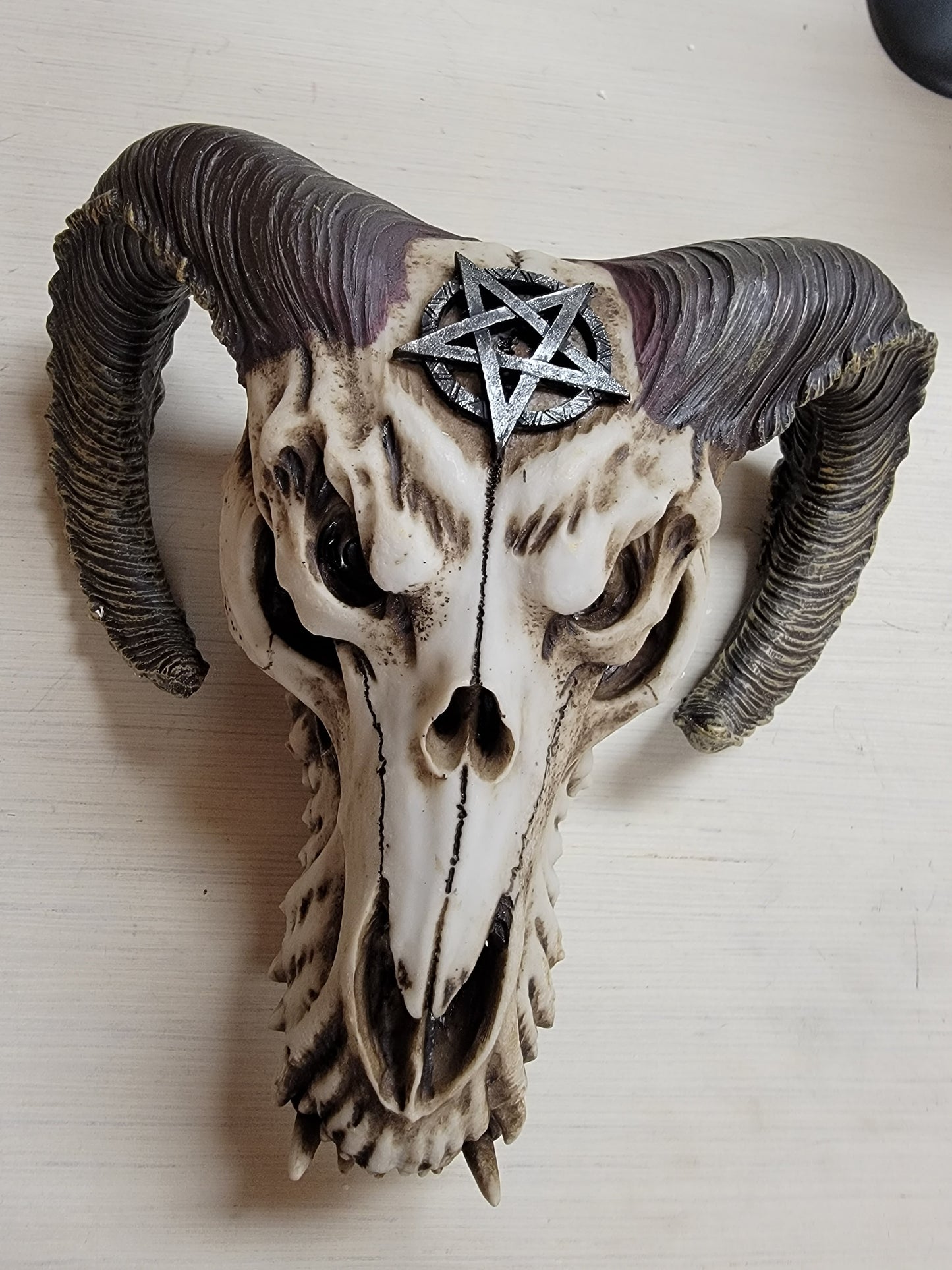 Ram Skull Pentagram Statue