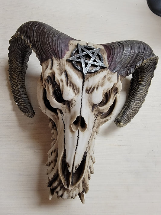 Ram Skull Pentagram Statue