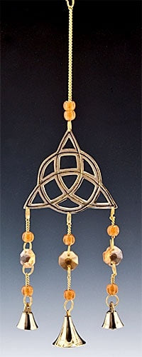 Triquetra Brass Chime with Beads - 12"L
